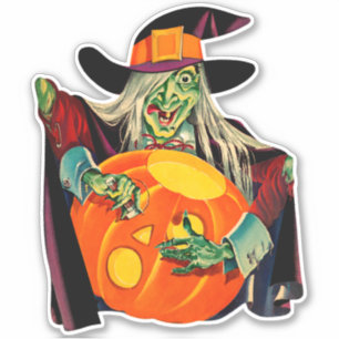 Sticker Sorcière vintage grande découpe en vinyle