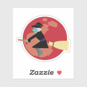 Sticker Sorcière volant la nuit