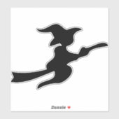 Sticker sorcière volante sur silhouette de broomstick (Feuille)