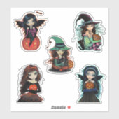 Sticker Sorcières d'Halloween et Vampires Grosses cultes o (Feuille)