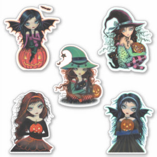 Sticker Sorcières et Vampires d'Halloween Gros Yeux Mignon