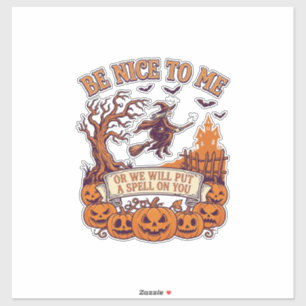 Sticker Sortez Moi Sorcière de Halloween Balai Citrouilles