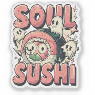 Sticker Soul Sushi Funky Halloween Sushi Pun