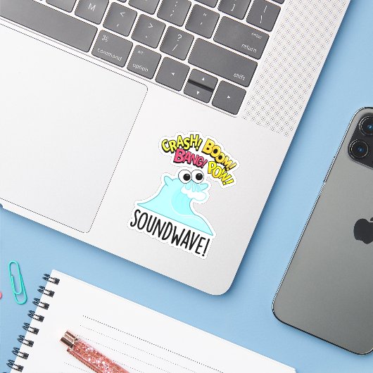 Sticker Sound Wave Funny Ocean Pun (Ordinateur portable avec iPhone)