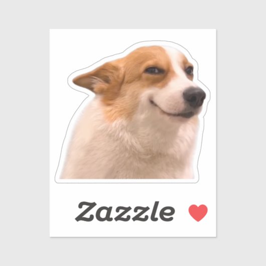 Sticker souriant Corgi mème (Feuille)
