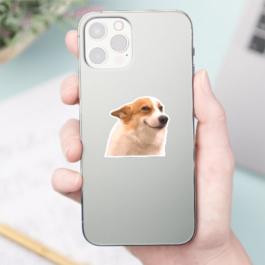 Sticker souriant Corgi mème (Téléphone)