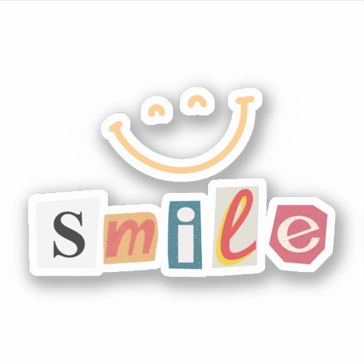 Sticker Sourire rose et coloré de l'Indie (Devant)