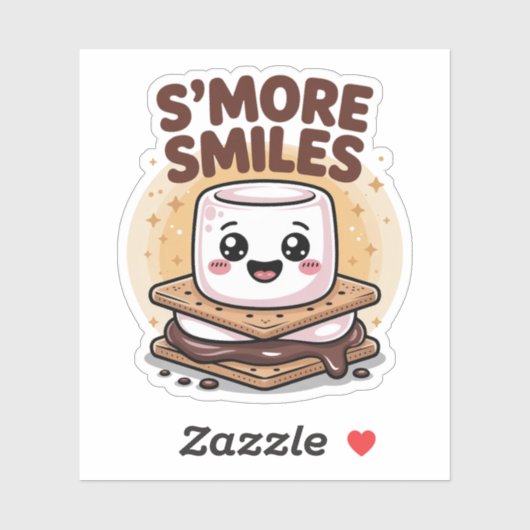 Sticker Sourires mignons Marshmallow entre le chocolat (Feuille)