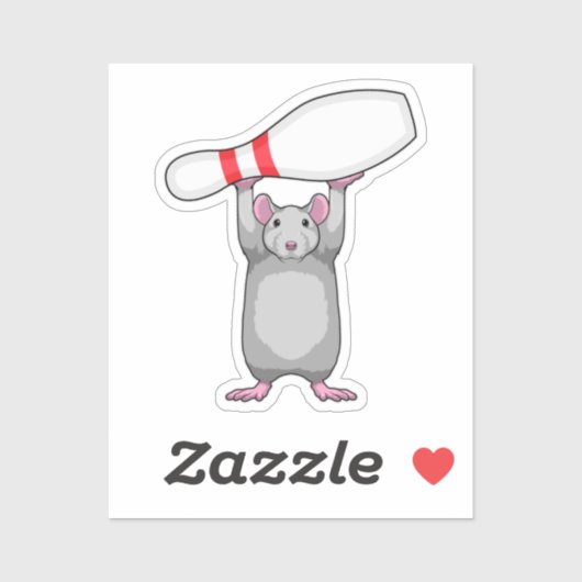 Sticker Souris à Bowling avec épingle de Bowling (Feuille)