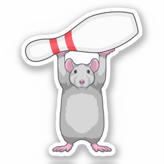 Sticker Souris à Bowling avec épingle de Bowling (Recto)