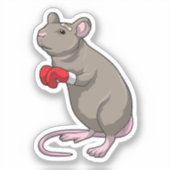 Sticker Souris à Boxing avec gants de Boxing (Recto)