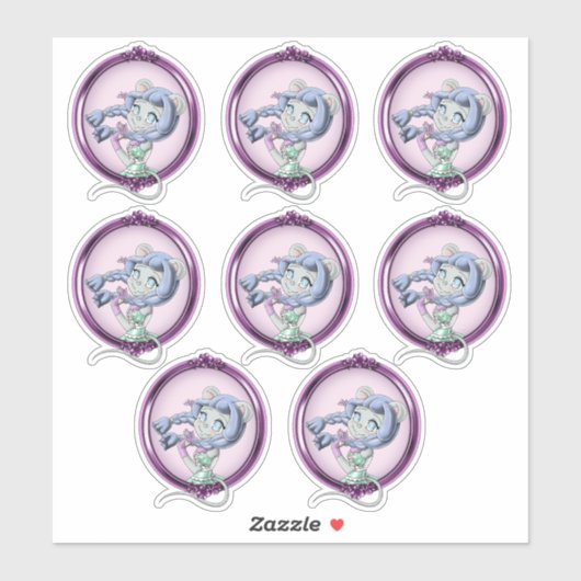 Sticker Souris Anime Girl (Feuille)