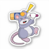 Sticker Souris au cricket avec chauve-souris de cricket (Devant)