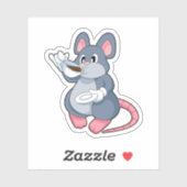 Sticker Souris avec Café Cup (Feuille)