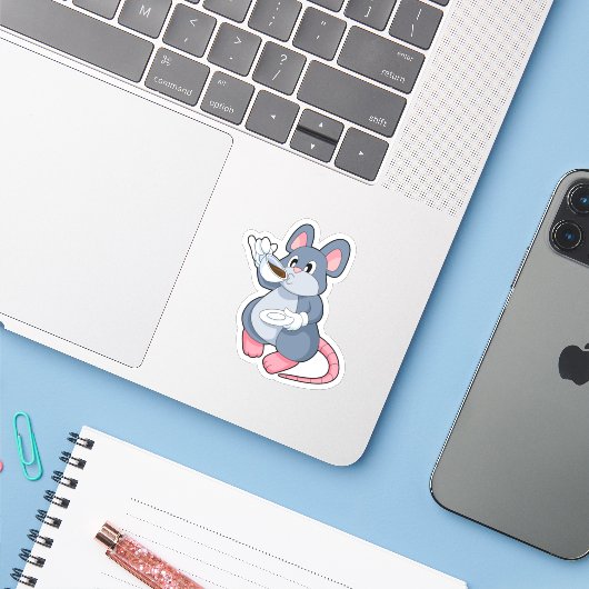 Sticker Souris avec Café Cup (Ordinateur portable avec iPhone)