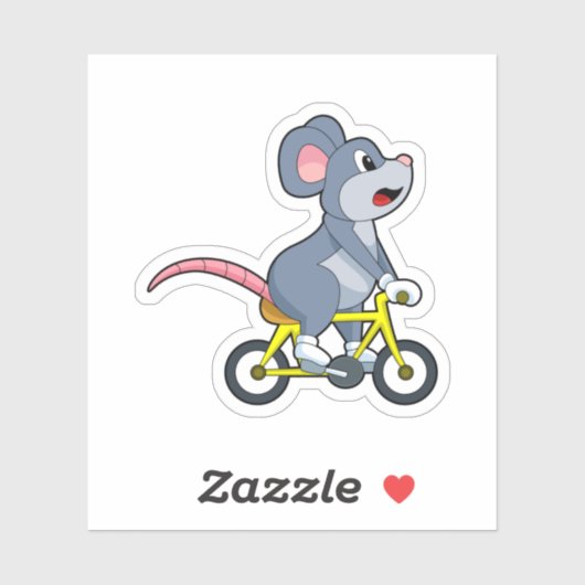 Sticker Souris avec vélo (Feuille)