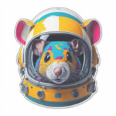 Sticker Souris colorée avec casque d'astronaute (Devant)