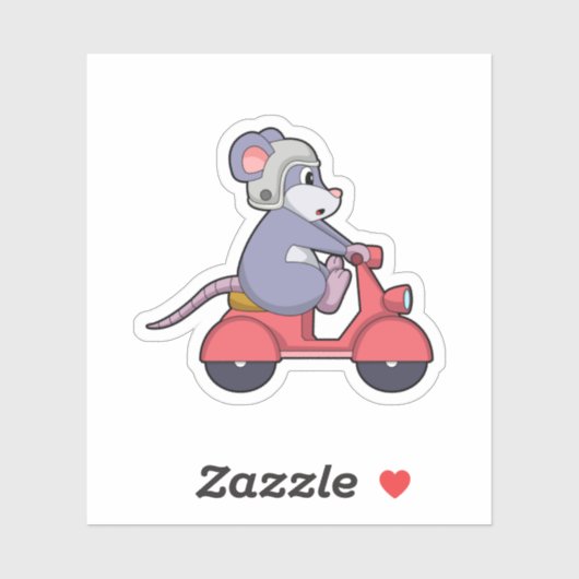 Sticker Souris comme Biker avec Scooter.PNG (Feuille)