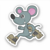Sticker Souris comme coureur avec sac à dos (Devant)