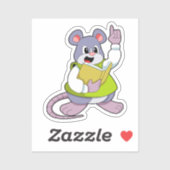 Sticker Souris comme enseignant avec livre (Feuille)