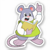 Sticker Souris comme enseignant avec livre (Recto)