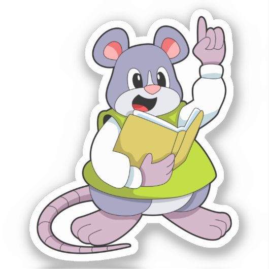 Sticker Souris comme enseignant avec livre (Recto)