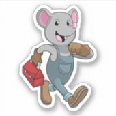 Sticker Souris comme homme de main avec Boîte à outils (Devant)