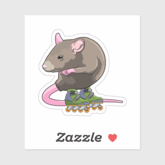 Sticker Souris comme Patinage en ligne avec Patins en lign (Feuille)
