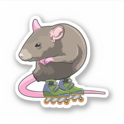 Sticker Souris comme Patinage en ligne avec Patins en lign (Devant)