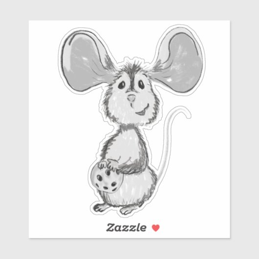 Sticker Souris et cookie noir et blanc (Feuille)