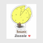 Sticker Souris mignonne avec dessin animé au fromage (Feuille)