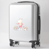 Sticker Souris mignonne avec fleurs (Sur valise)