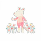 Sticker Souris mignonne avec fleurs (Devant)