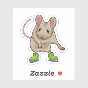 Sticker Souris Patinage sur glace Patins à glace