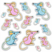 Sticker souris rose et bleue (Devant)
