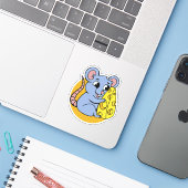 Sticker Souris sucrée avec fromage (Ordinateur portable avec iPhone)