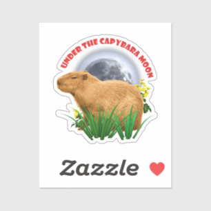 Sticker Sous la Lune du Capybara Animal Mignon