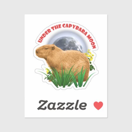 Sticker Sous la Lune du Capybara Capybara Drôle (Feuille)