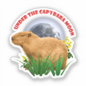 Sticker Sous la Lune du Capybara Capybara Drôle (Recto)