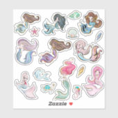 Sticker sous la mer, coller mermaids (Feuille)