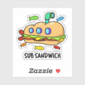 Sticker Sous Sandwich Funny Food Pun (Feuille)