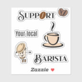 Sticker Soutenez votre Barista local mignon (Feuille)