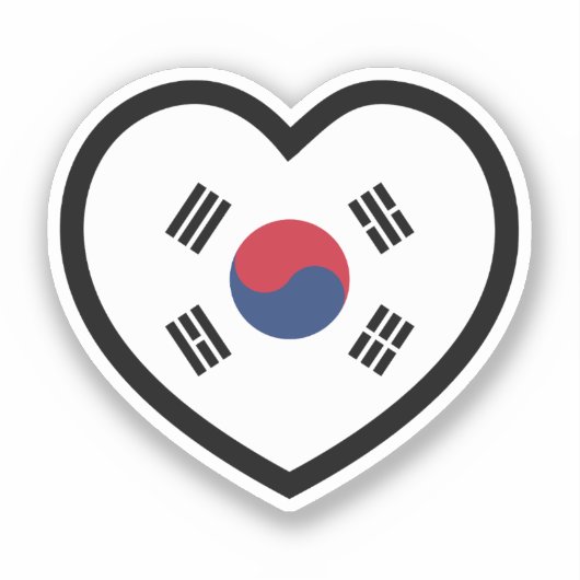 Sticker South Korea Flag Heart (Recto)