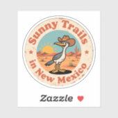 Sticker Southwestern Charm_ Nouveau Mexique Roadrunner Vin (Feuille)
