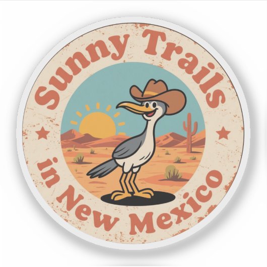 Sticker Southwestern Charm_ Nouveau Mexique Roadrunner Vin (Devant)