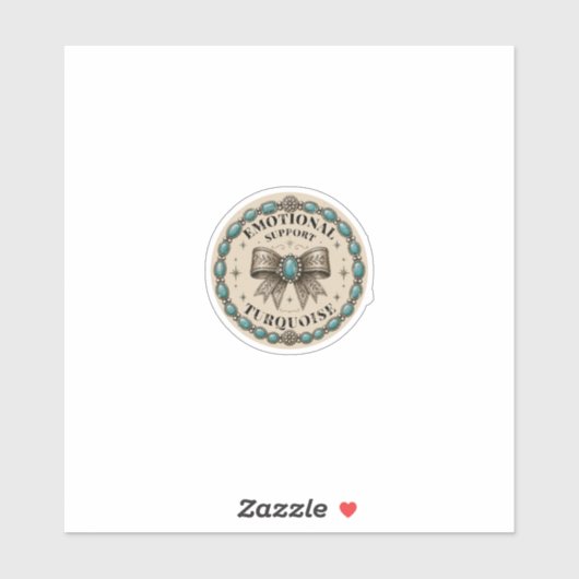 Sticker Soutien Émotionnel Turquoise Conception Western (Feuille)