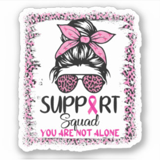 Sticker Soutien Squad Messy Bun Pink Warrior Cancer du sei