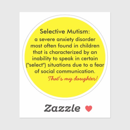 Sticker Soutiens de la définition du mutisme sélectif (Feuille)