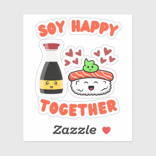 Sticker Soy Happy Ensemble Cute Soy Sauce Pun (Feuille)