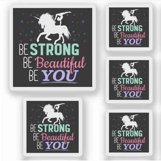 Sticker Soyez fort Beau Vous - Gymnastique Unicorn (Devant)